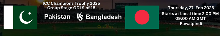 Pakistan Vs Bangladesh Champion Trophy 2025