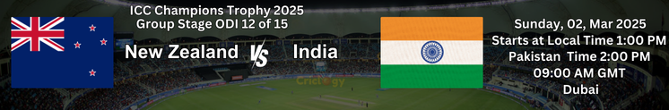 New Zealand vs India Champion Trophy 2025