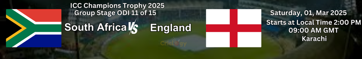 South Africa vs England Champion Trophy 2025