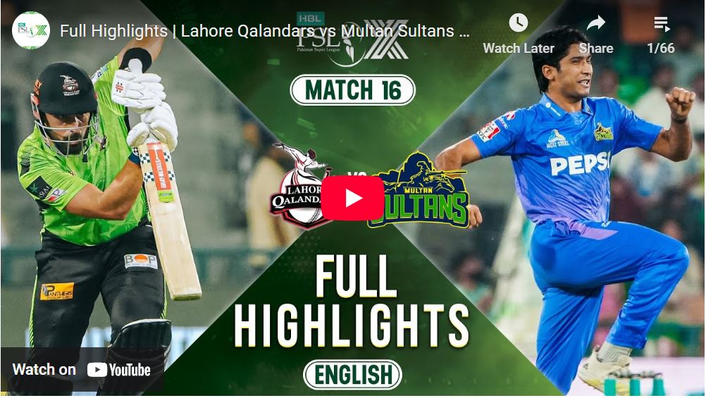 Lahore Qalandars vs Multan Sultans